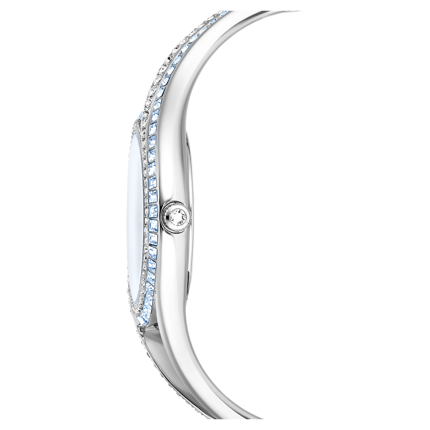 swarovski ساعة hyperbola bangle، سويسرية الصنع، سوار معدن، لون أزرق، ستانلس ستيل
