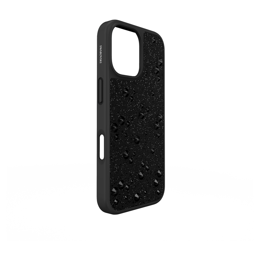 swarovski حافظة high للهاتف الذكي، كريستالات مسطحة من الخلف، iphone  17، لون أسود
