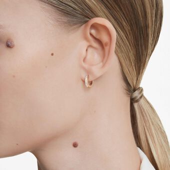 أقراط حلقية Matrix، قطع مستدير، لون أبيض، طلاء باللون الذهبي الوردي swarovski أقراط حلقية matrix، قطع مستدير، لون أبيض، طلاء باللون الذهبي الوردي