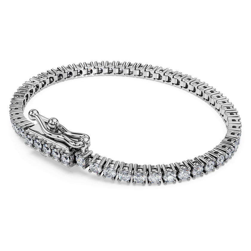 swarovski سوار تنس eternity، ألماس مُصنع في المختبر إجمالي 3 قيراط، شكل دائري، ذهب أبيض عيار 18 قيراط