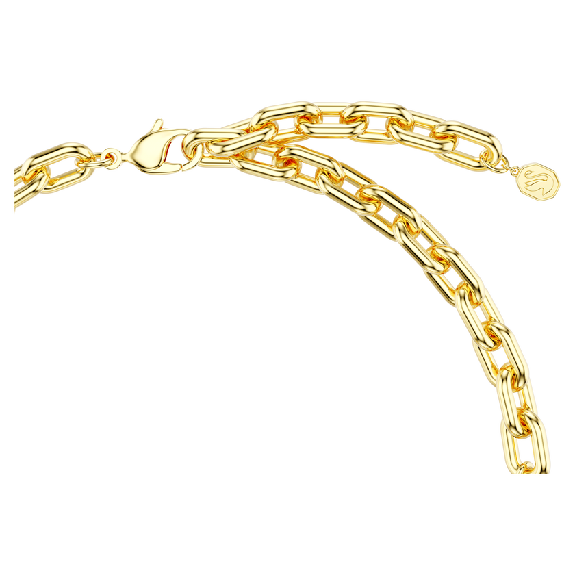 swarovski عقد idyllia، قطع متنوع، كريستالات مُتراصَّة، شكل زهرة، ألوان متعددة، طلاء باللون الذهبي