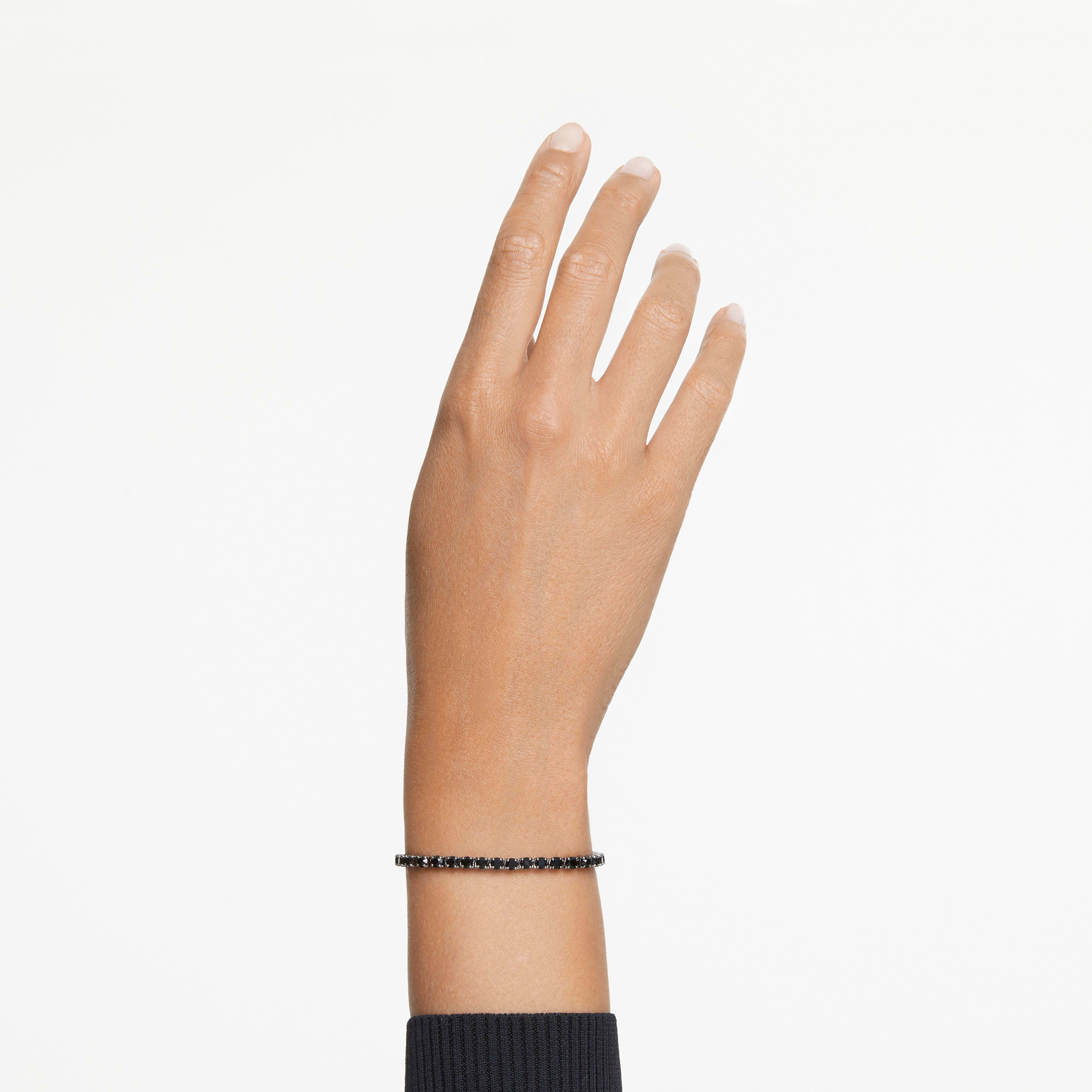 swarovski سوار matrix tennis، قطع مستدير، لون أسود، طلاء روثينيوم