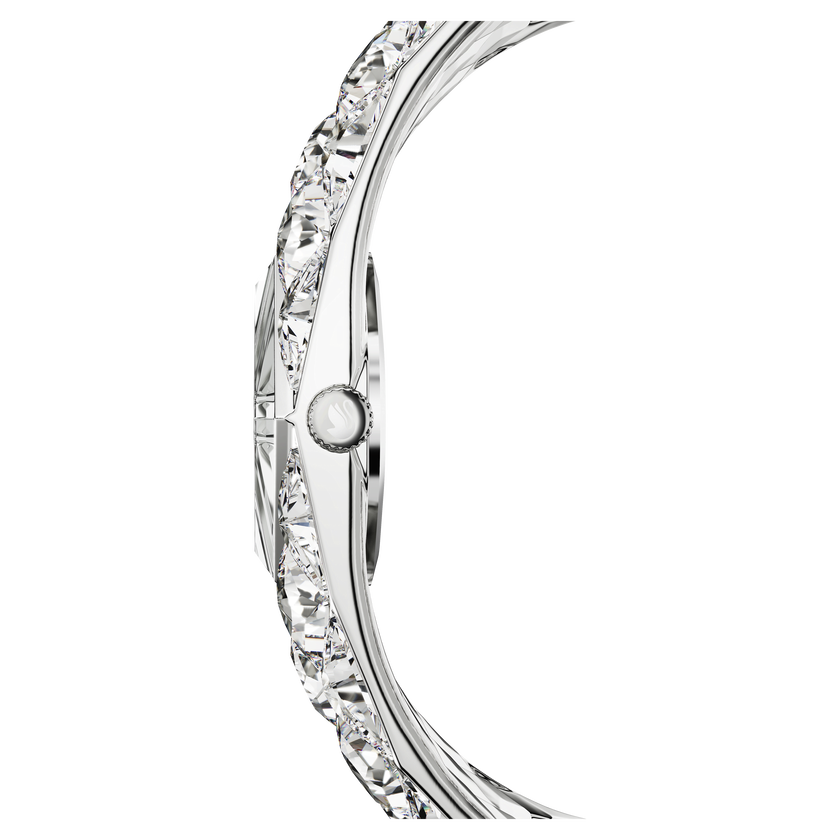 swarovski ساعة curiosa bangle، صناعة سويسرية، سوار كريستال، لون فضي، ستانلس ستيل