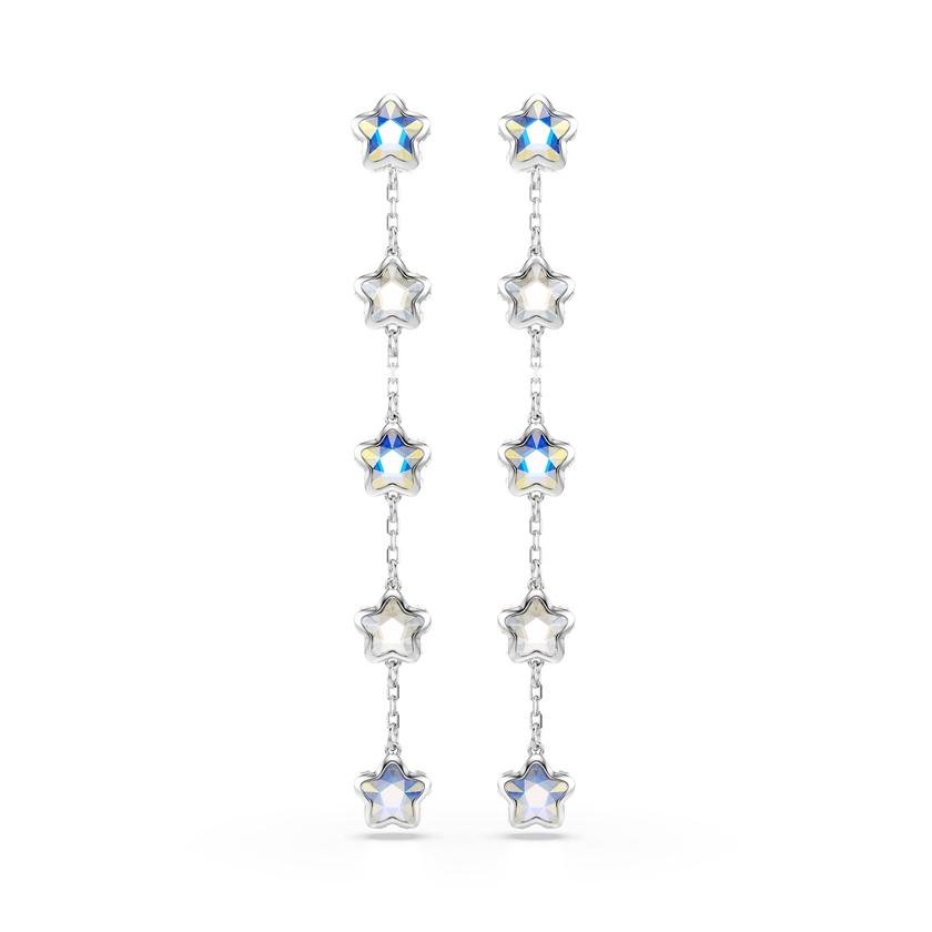 swarovski أقراط chroma، قطع متنوع، نجمة، لون أبيض، طلاء روديوم