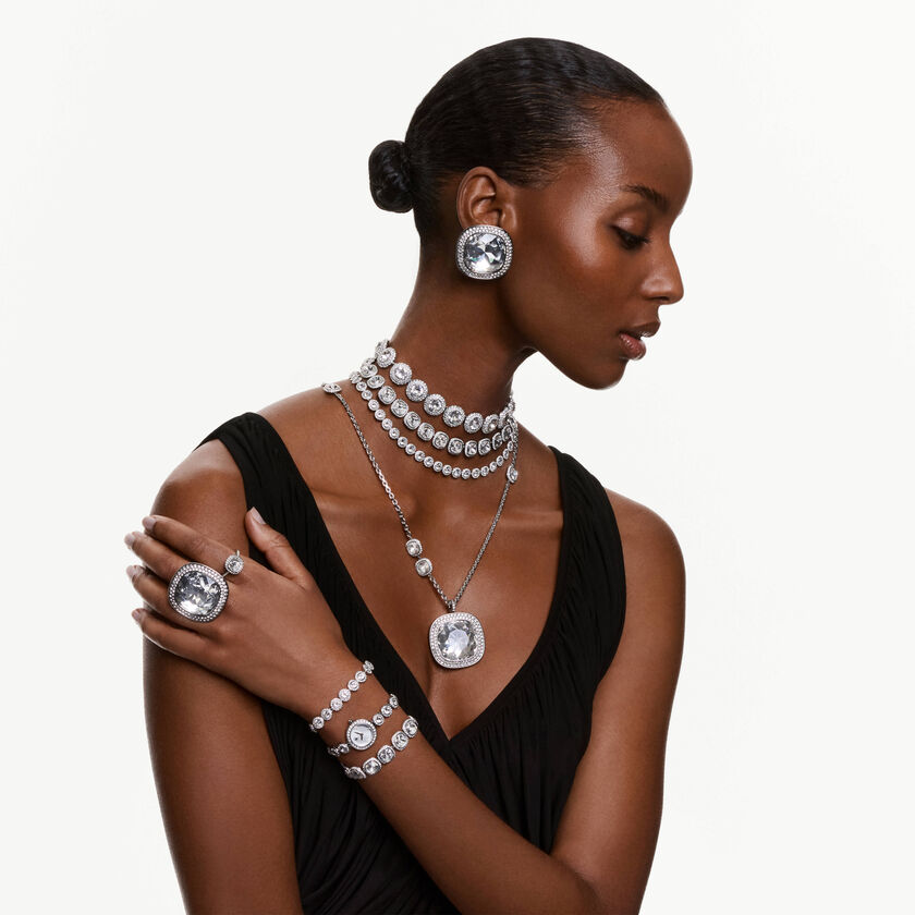 swarovski ساعة una angelic، سوار كريستال، لون فضي، ستانلس ستيل