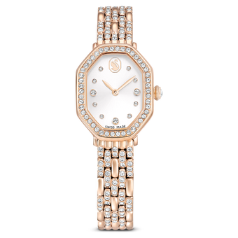 swarovski ساعة يد dextera octagon، صناعة سويسرية، سوار معدني، لون ذهبي، لمسة نهائية باللون الذهبي الوردي