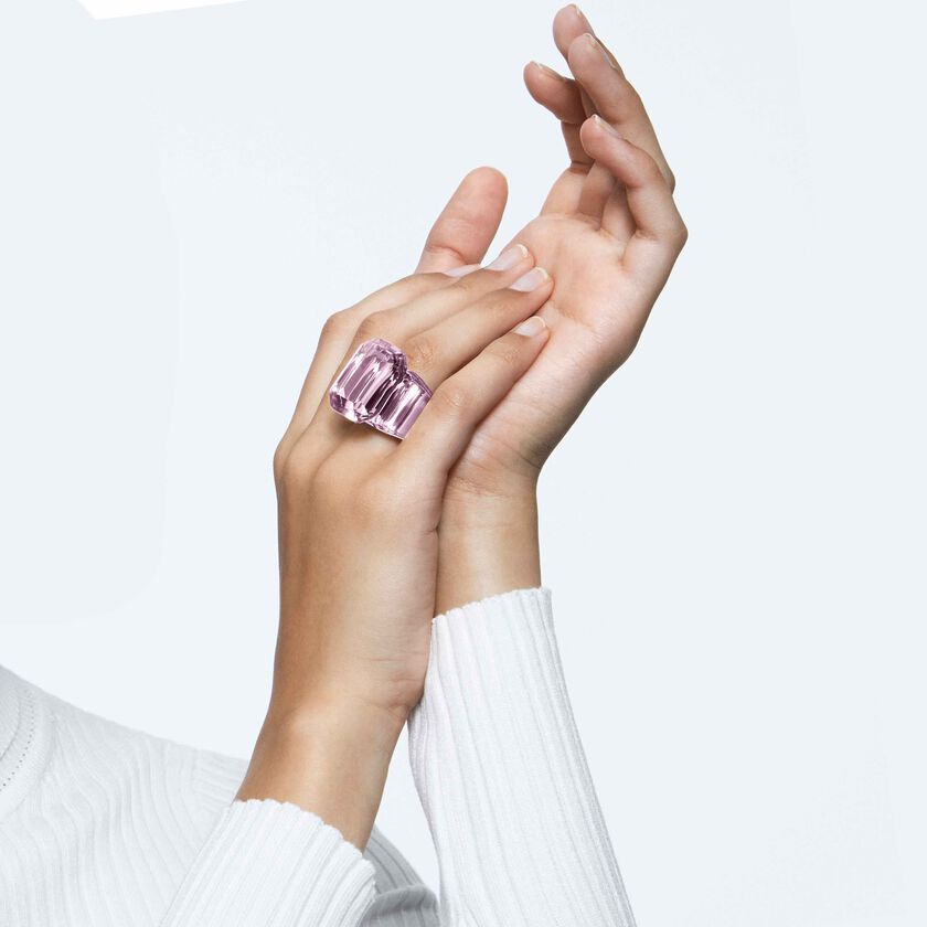 swarovski خاتم كوكتيل lucent، قطع مُثَمَّن، لون وردي
