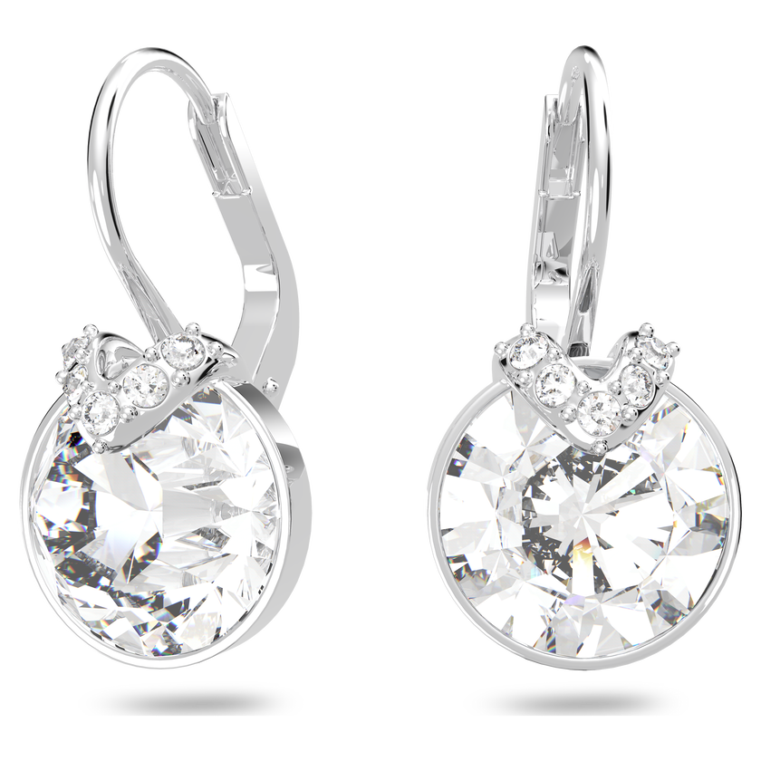 swarovski أقراط bella على شكل حرف v للأذن المثقوبة، لون أبيض، طلاء روديوم