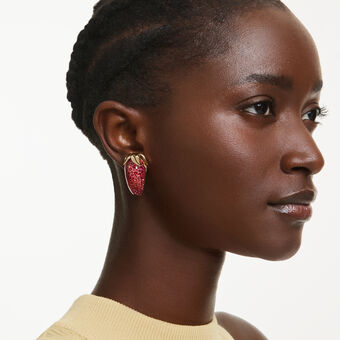 swarovski أقراط بمشبك idyllia، لون أحمر، طلاء باللون الذهبي