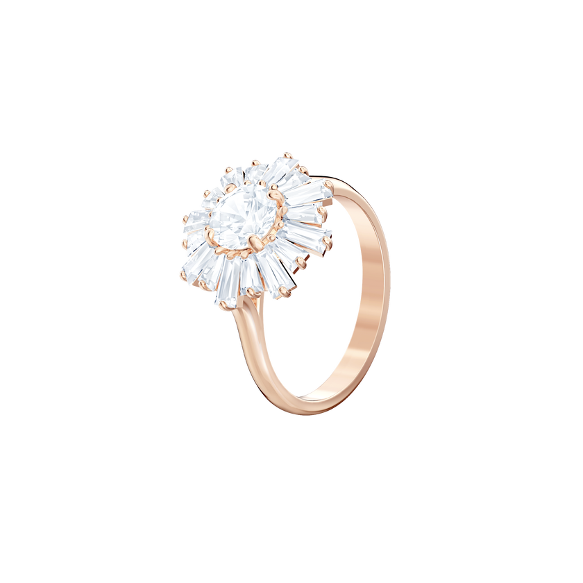 swarovski خاتم sunshine، لون أبيض، طلاء ذهبي وردي