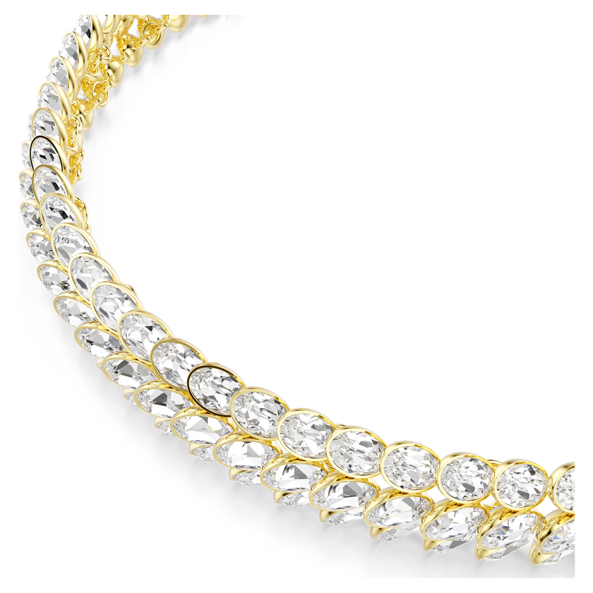 swarovski عقد شوكر idyllia، قطع بيضاوي، لون أبيض، طلاء باللون الذهبي