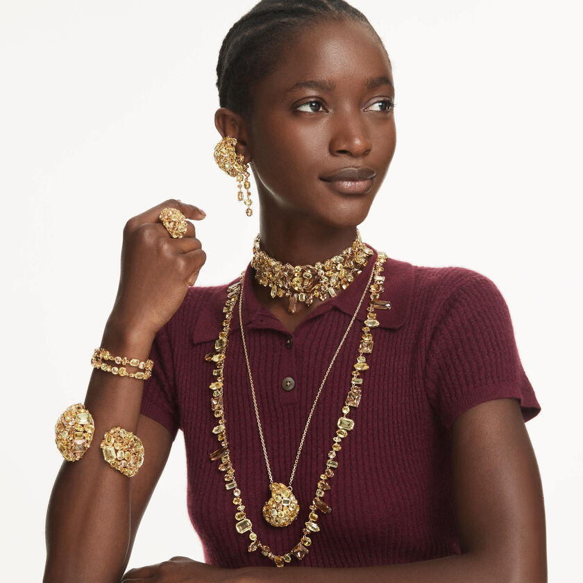 swarovski سوار gema، قطع متنوع، لون أصفر، لمسة نهائية من الذهب عيار 18 قيراط