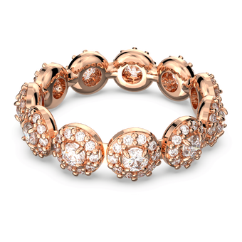 swarovski خاتم una، قطع مستدير، كريستالات متراصة، لون أبيض، طلاء ذهبي وردي