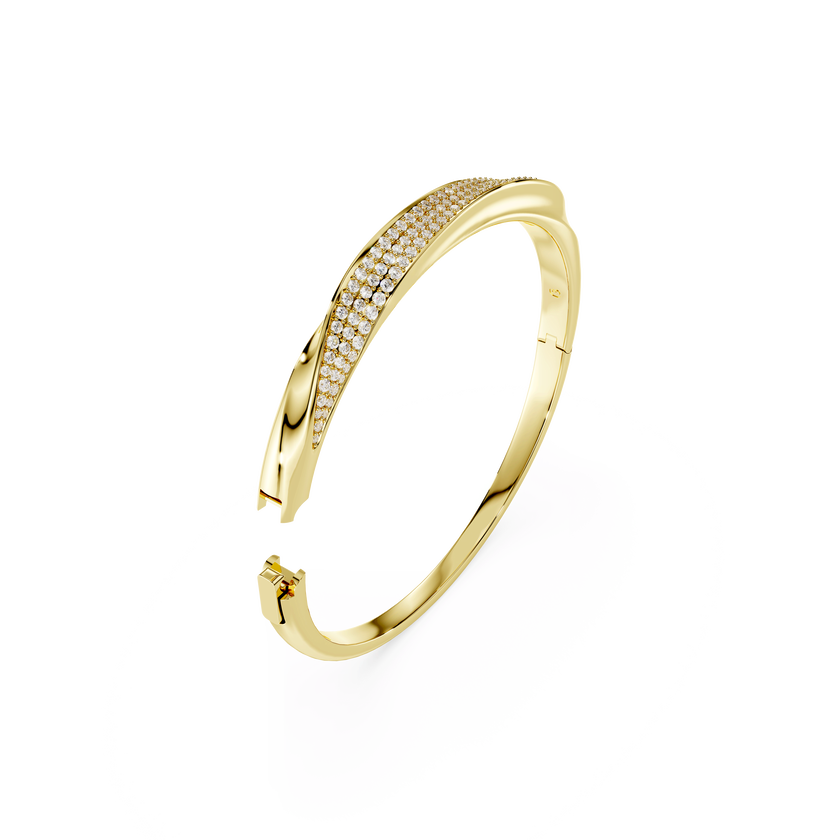 swarovski سوار classica، قطع مُستدير، لون أبيض، فضة استرليني، لمسة نهائية من الذهب عيار 18 قيراط