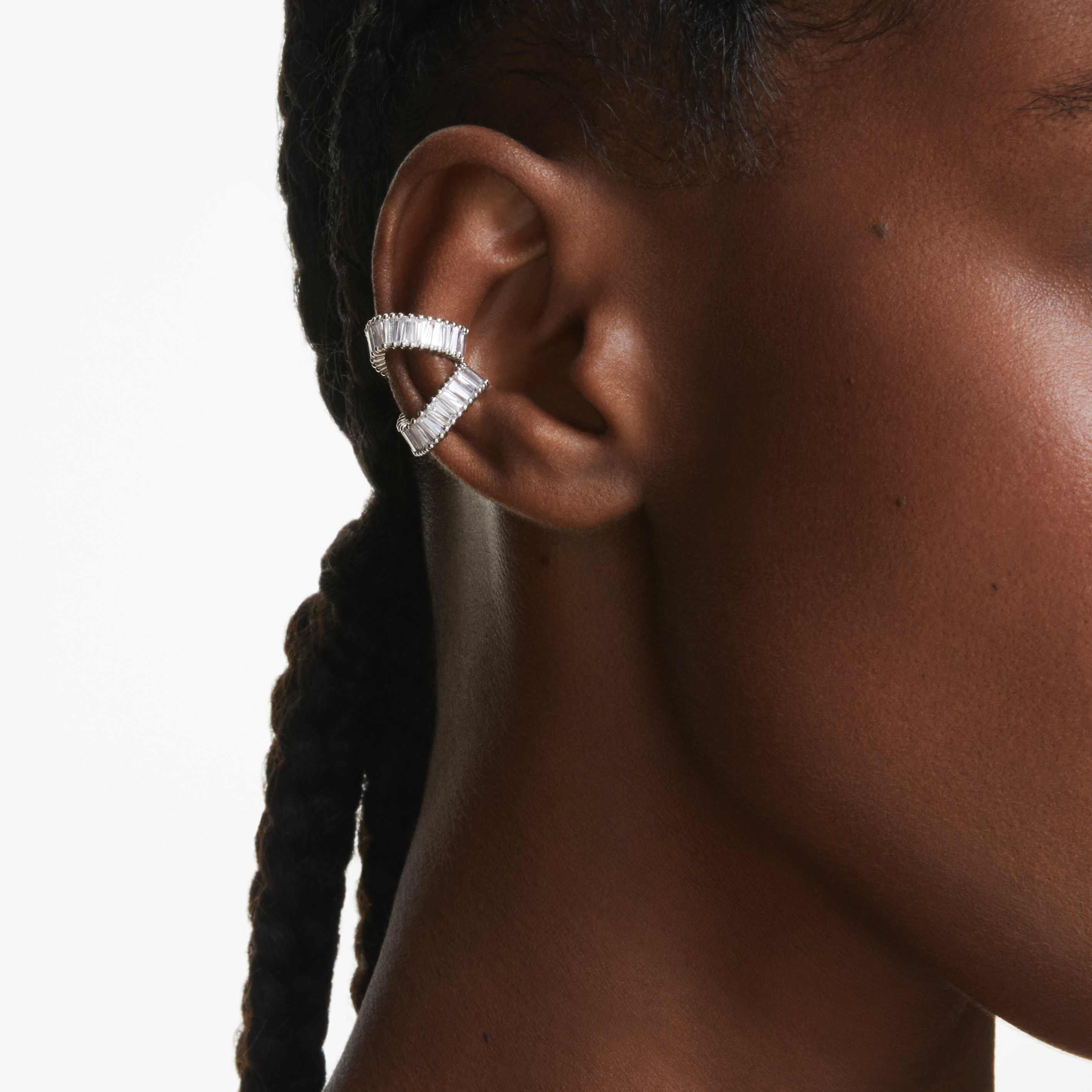 حِلى الأذن ariana grande x swarovski، قطع باغيت، لون أبيض، طلاء روديوم