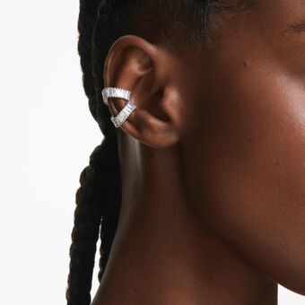 حِلى الأذن ariana grande x swarovski، قطع باغيت، لون أبيض، طلاء روديوم