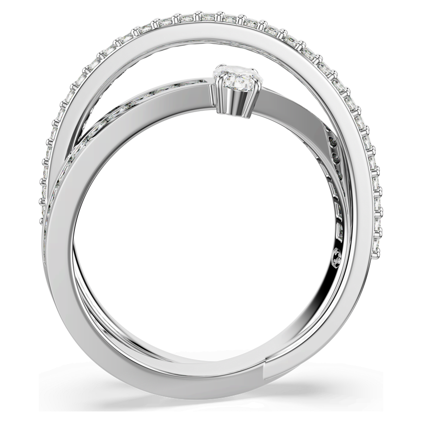 swarovski خاتم hyperbola، قطع متنوع، لون أبيض، طلاء روديوم
