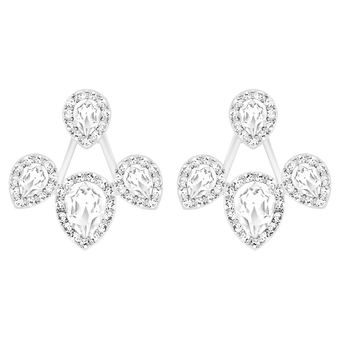 swarovski أقراط بحلية خلفية latisha، قطع على شكل كمثرى، لون أبيض، طلاء روديوم