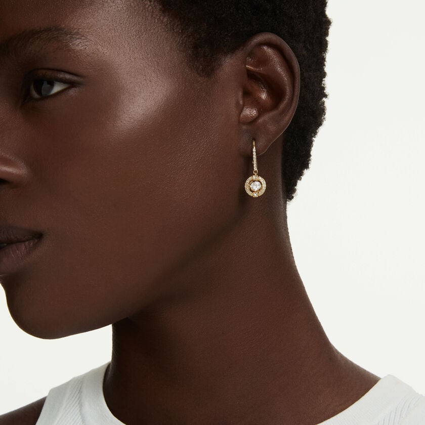 swarovski أقراط متدلية una angelic، قطع مستدير، لون أبيض، لمسة نهائية من الذهب عيار 18 قيراط