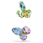 swarovski حلية للأذن gema، تصميم غير متماثل، قطع متنوع، ألوان متعددة، طلاء باللون الذهبي