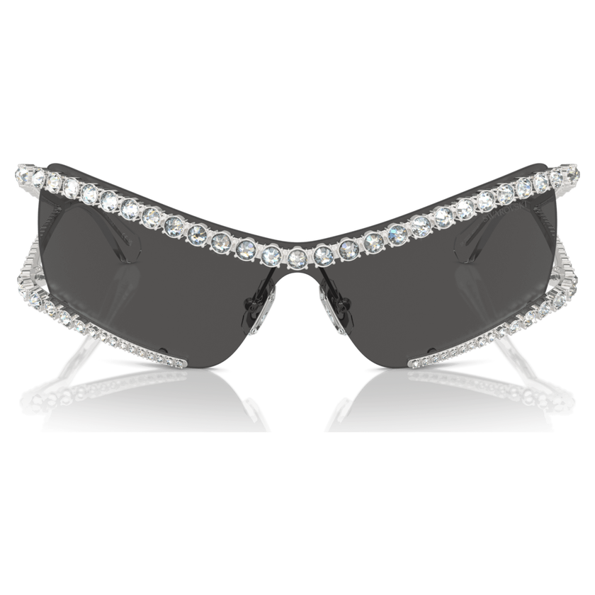 swarovski نظارة شمسية، شكل قناع، لون فضي