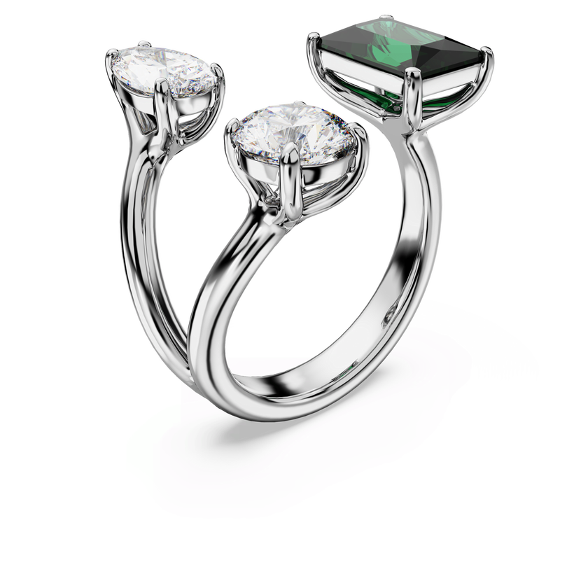 swarovski خاتم مفتوح mesmera، قطع متنوع، لون أخضر، طلاء روديوم