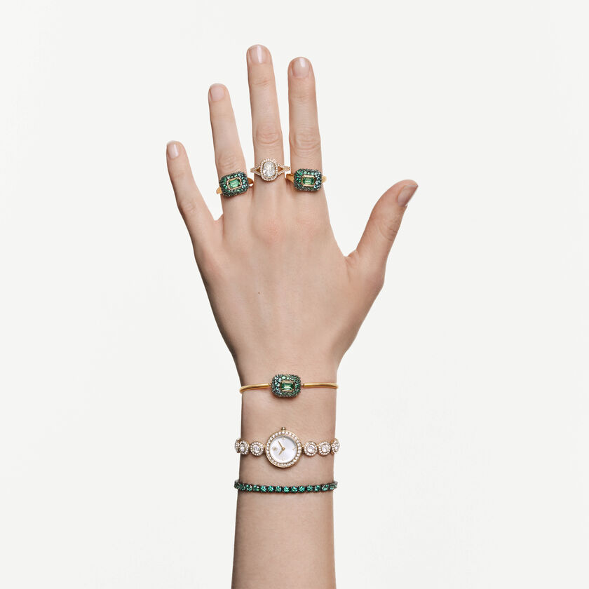 swarovski سوار sublima، قطع مثمن، لون أخضر، لمسة نهائية من الذهب عيار 18 قيراط
