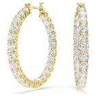 swarovski أقراط حلقية matrix، قطع مستدير، لون أبيض، طلاء باللون الذهبي