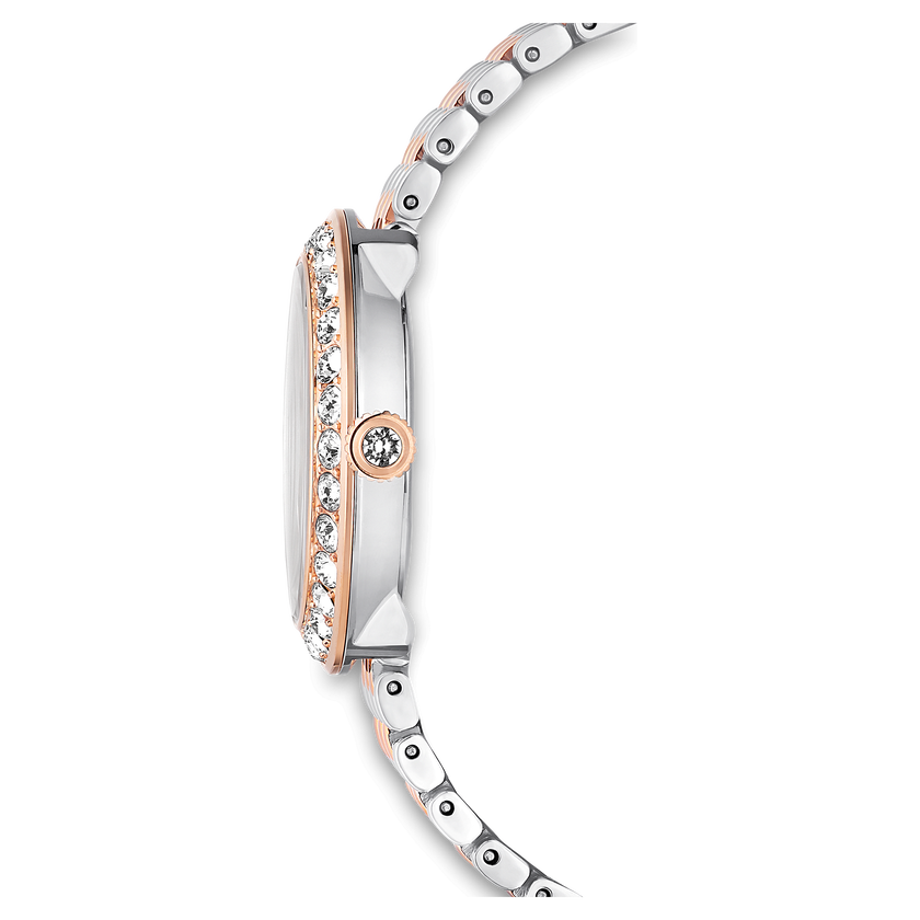 swarovski ساعة certa، صناعة سويسرية، سوار معدني، لون ذهبي وردي، لمسة نهائية بمعادن مختلطة