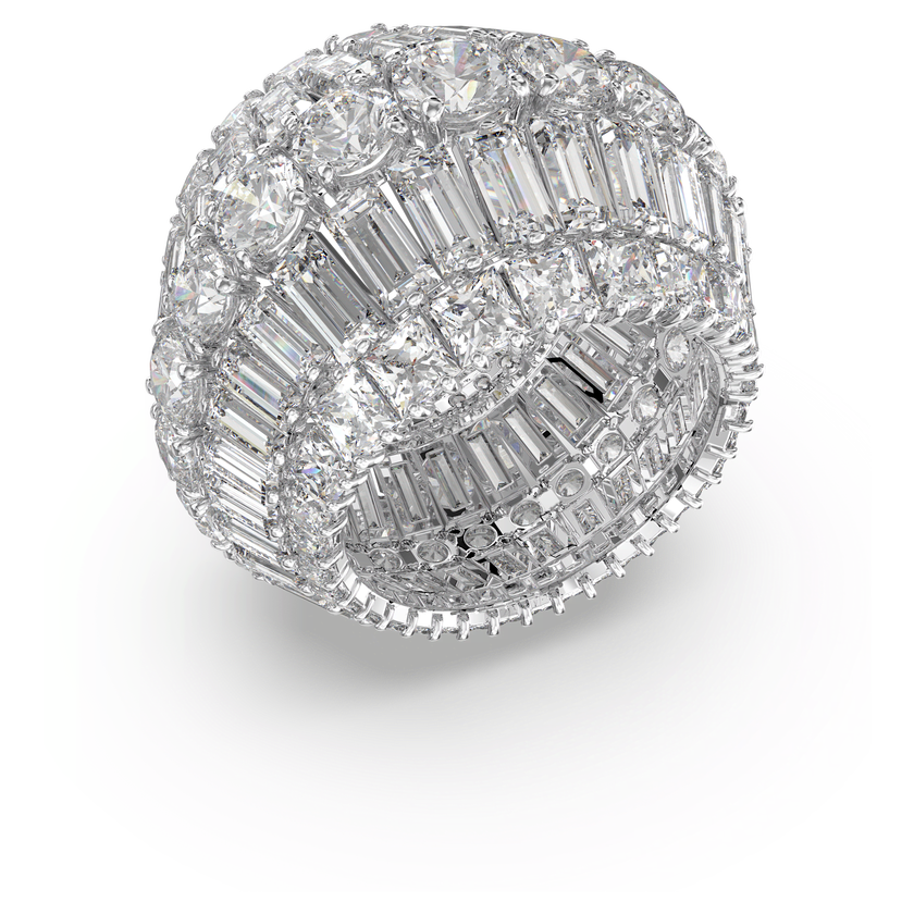 swarovski خاتم hyperbola كوكتيل، كبير، لون أبيض، طلاء روديوم