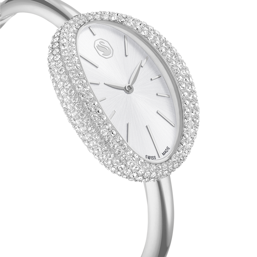 swarovski ساعة imber بتصميم سوار، صناعة سويسرية، سوار معدني، لون فضي، ستانلس ستيل