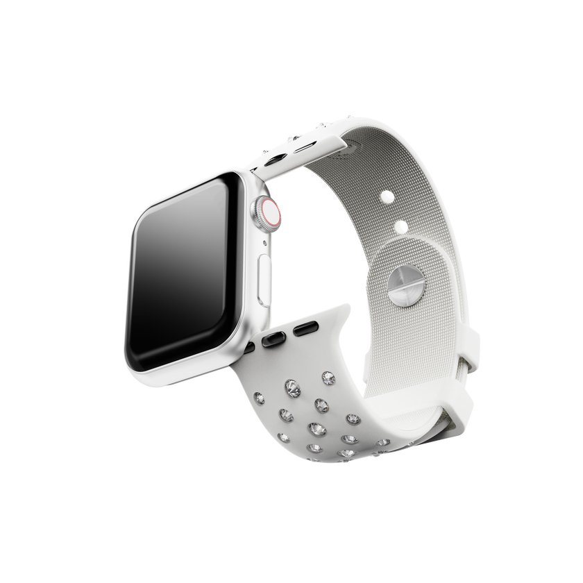 swarovski سوار ساعة، سيليكون مع درزات، gray، ستانلس ستيل
