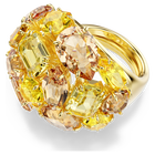 swarovski خاتم كوكتيل gema، قطع متنوع، لون أصفر، طلاء باللون الذهبي