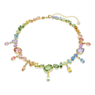 swarovski gema necklace  mixed cuts  dangling crystals  multicolored  gold tone plated