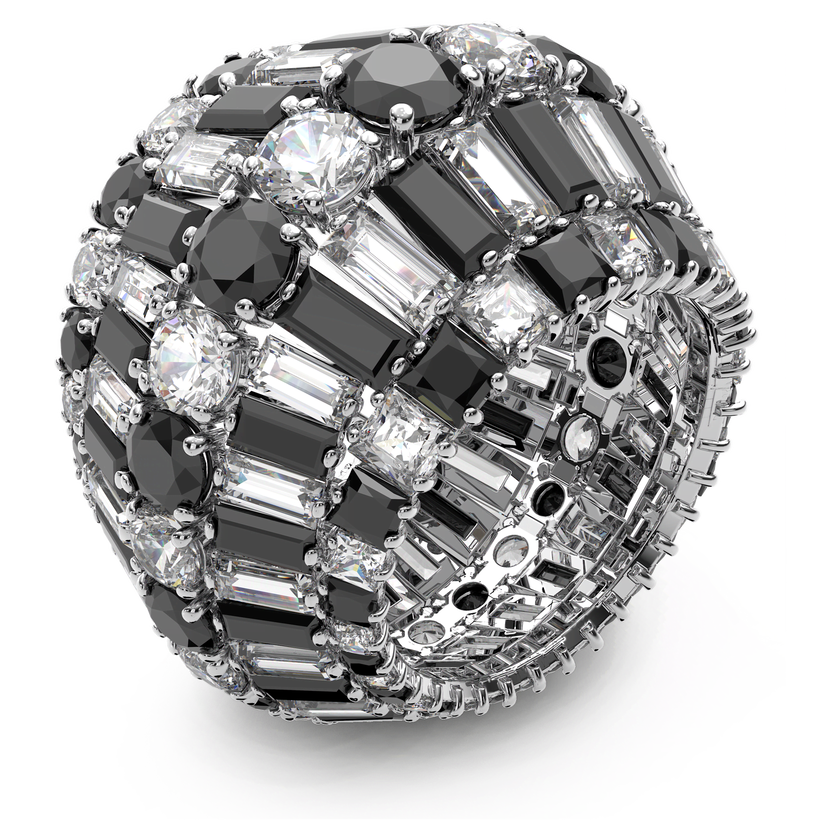 swarovski خاتم hyperbola، زركونيا سواروفسكي، لون أسود، طلاء روديوم