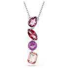 swarovski gema pendant  mixed cuts  pink  rhodium plated