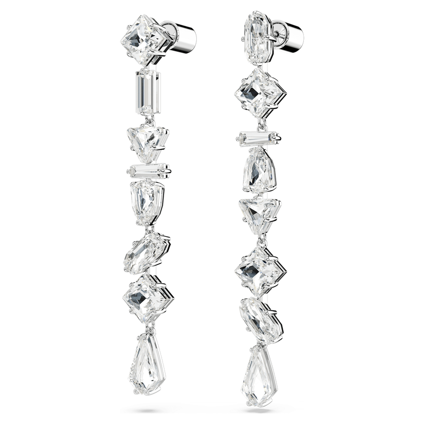 swarovski أقراط متدلية mesmera، قطع متنوع، طويلة، لون أبيض، طلاء روديوم