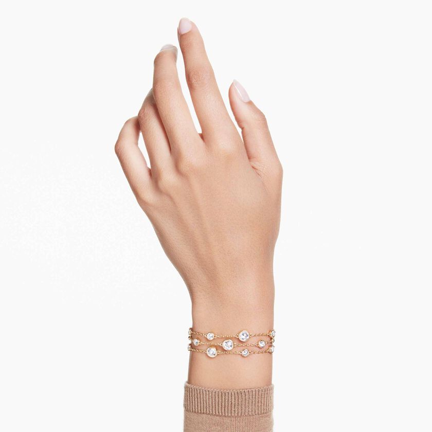 swarovski سوار عريض imber، قطع مُستدير، لون أبيض، طلاء بلون ذهبي