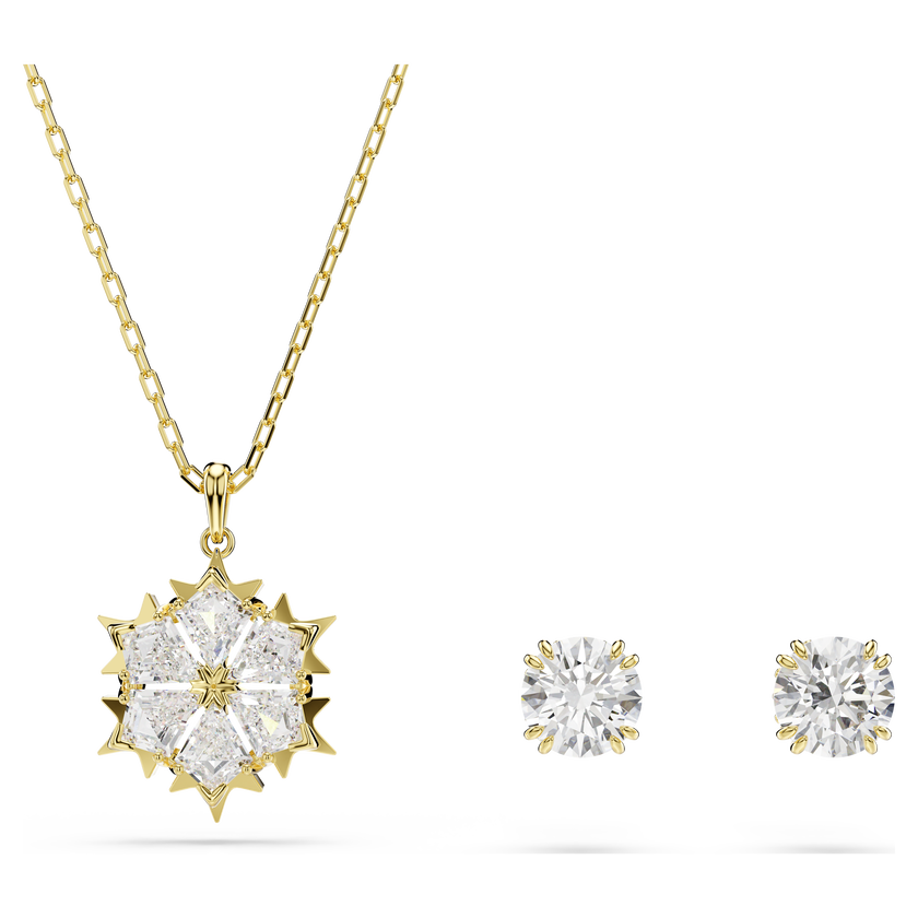 swarovski طقم magic، طقم  2 ، قطع متنوع، ندفة ثلج، لون أبيض، لمسة نهائية من الذهب عيار 18 قيراط