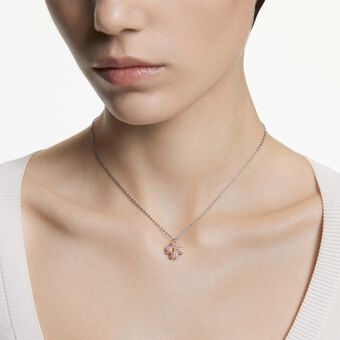swarovski قلادة latisha، شكل زهرة، لون وردي، لمسة نهائية من معادن مختلطة