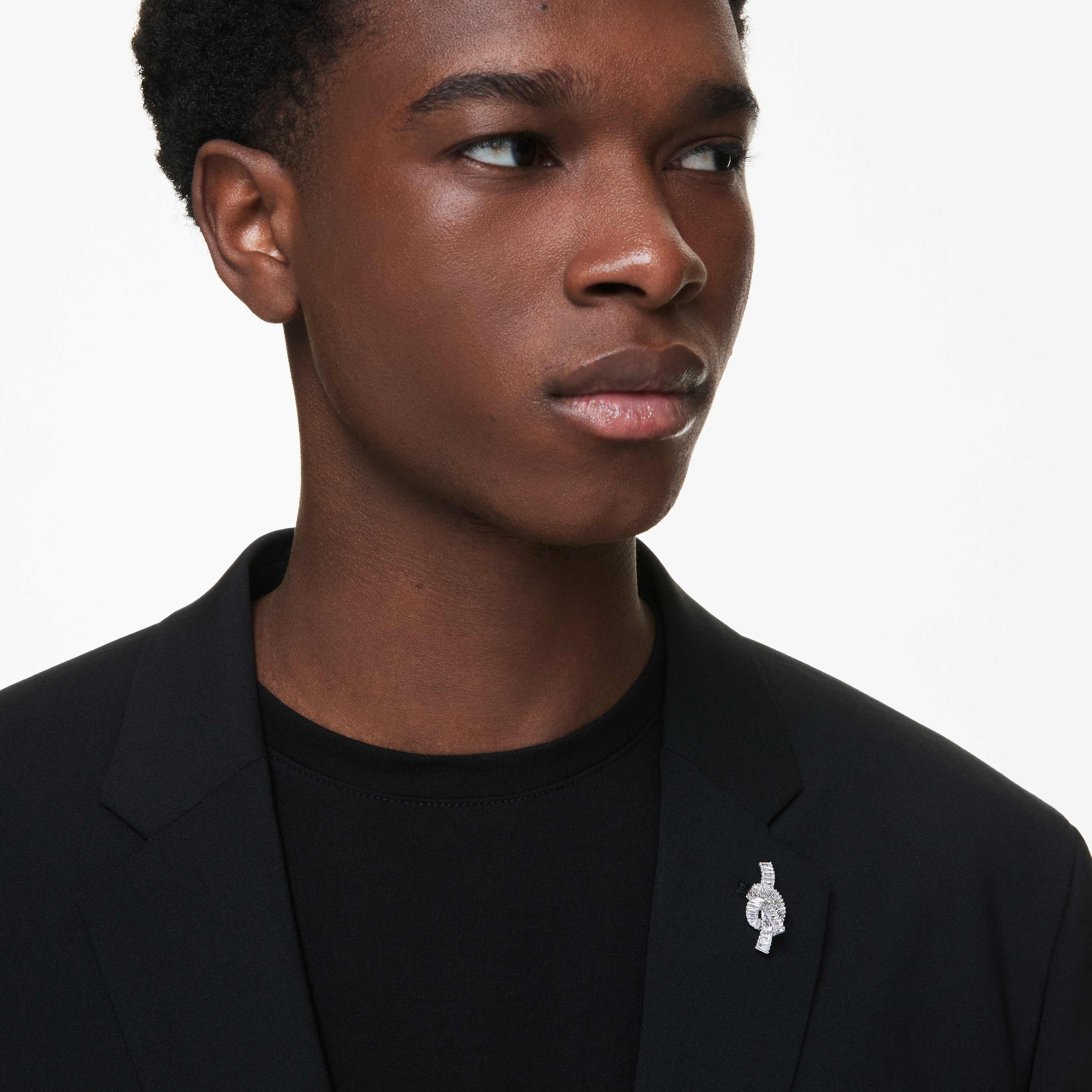 swarovski دبوس زينة matrix، قطع باغيت، شكل عقدة، لون أبيض، طلاء روديوم