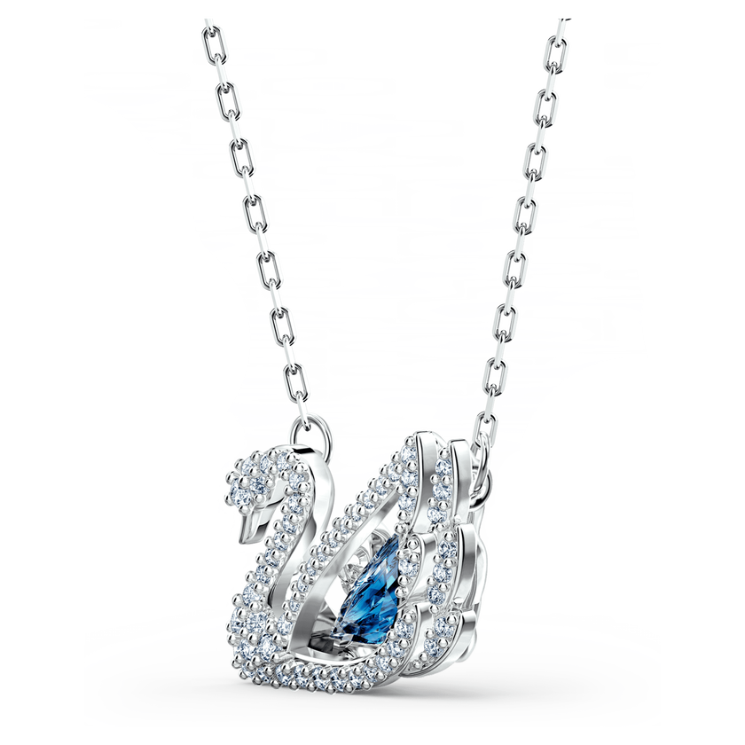 swarovski عقد swan، على شكل بجعة، لون أزرق، طلاء روديوم