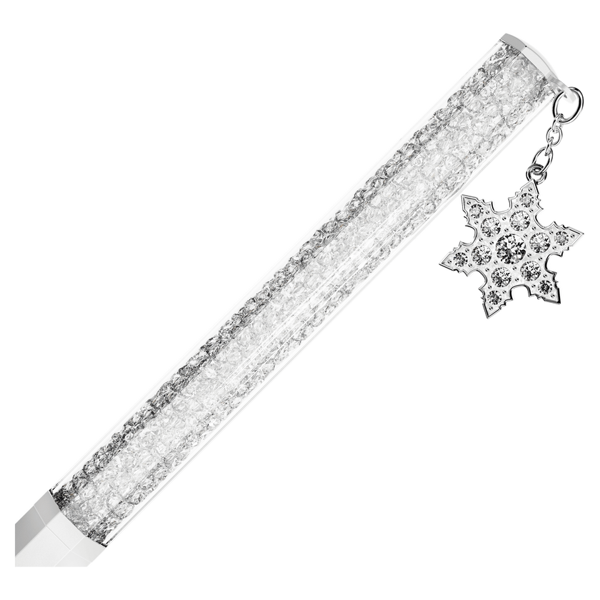swarovski قلم crystalline، شكل مثمن، بتصميم ندفة ثلج، لون أبيض، طلاء باللون الأبيض