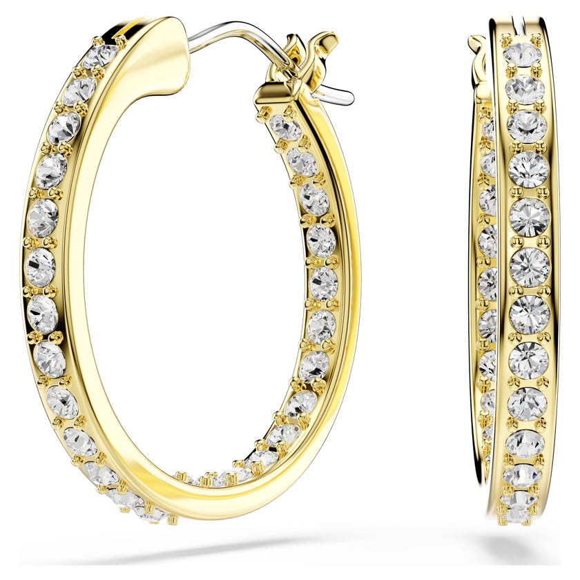 swarovski أقراط حلقية sommerset، حجم صغير، لون أبيض، طلاء باللون الذهبي