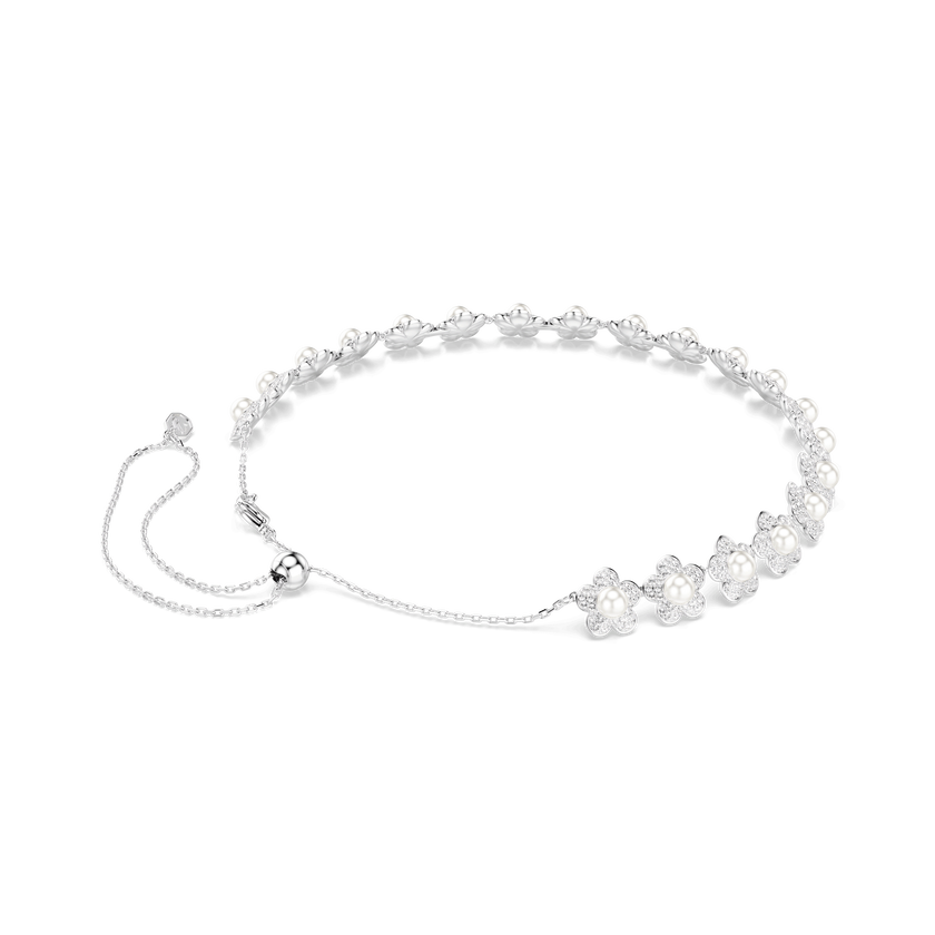 عقد شوكر ariana grande x swarovski، لآلئ كريستال، قطع مستدير، لون أبيض، طلاء روديوم