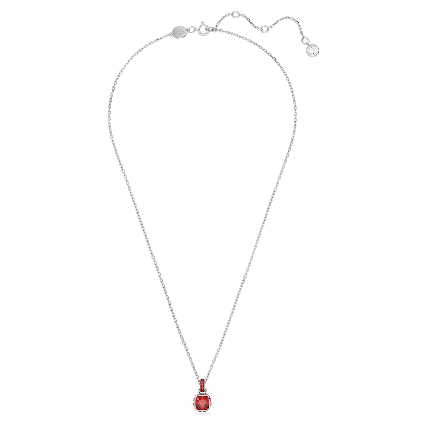 swarovski قلادة birthstone، قطع مربع، يوليو، لون أحمر، طلاء روديوم