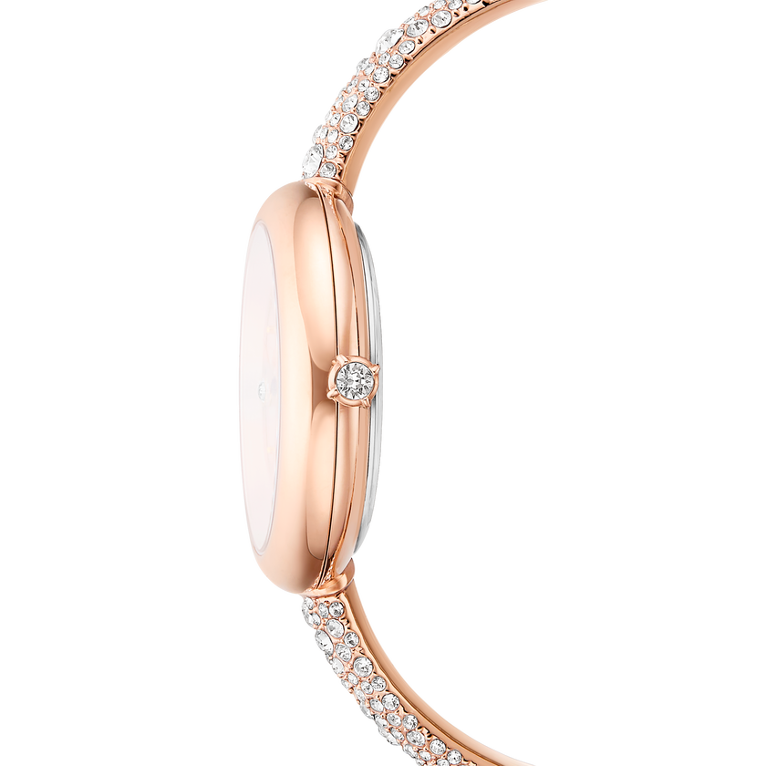 swarovski ساعة sublima بتصميم سوار، صناعة سويسرية، سوار معدني، لون ذهبي وردي، لمسة نهائية باللون الذهبي الوردي