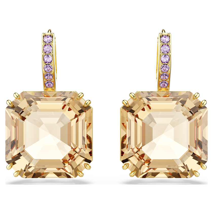 swarovski أقراط متدلية millenia، قطع متنوع، لون كراميل، طلاء باللون الذهبي