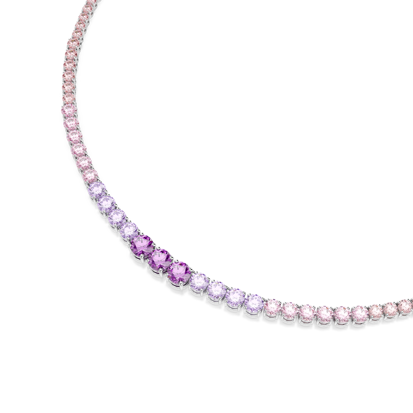 swarovski عقد matrix tennis، قطع مستدير متدرج، ألوان متعددة، طلاء روديوم