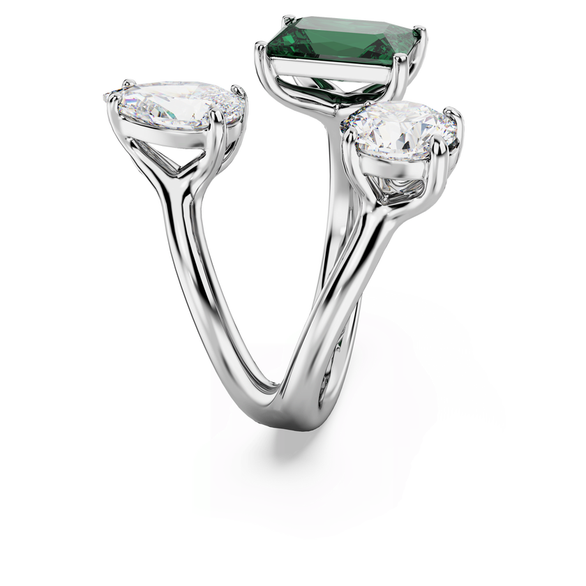 swarovski خاتم مفتوح mesmera، قطع متنوع، لون أخضر، طلاء روديوم